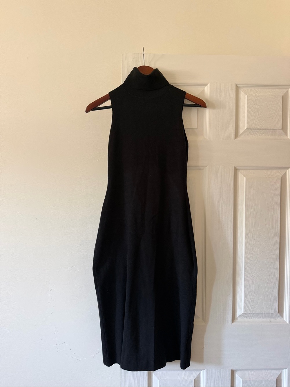 Sleeveless Black Turtleneck Midi Dress
